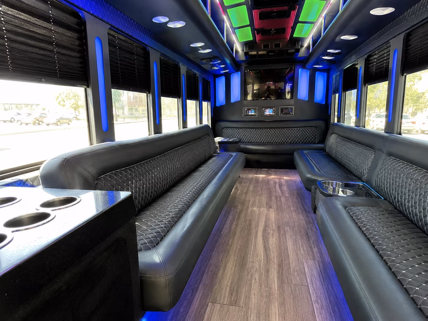 redmond 15 passenger party bus inside