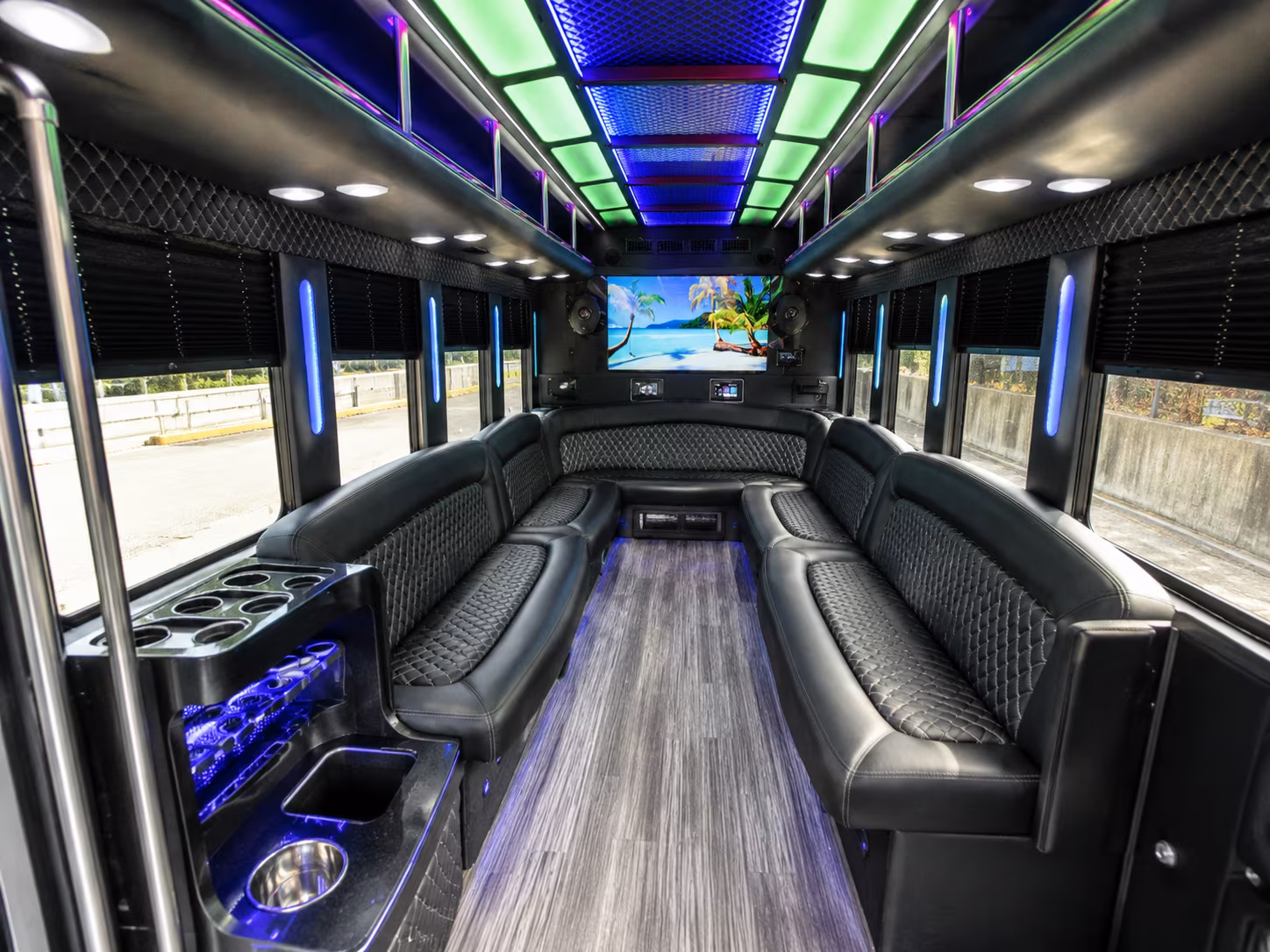 redmond 18 passenger party bus inside