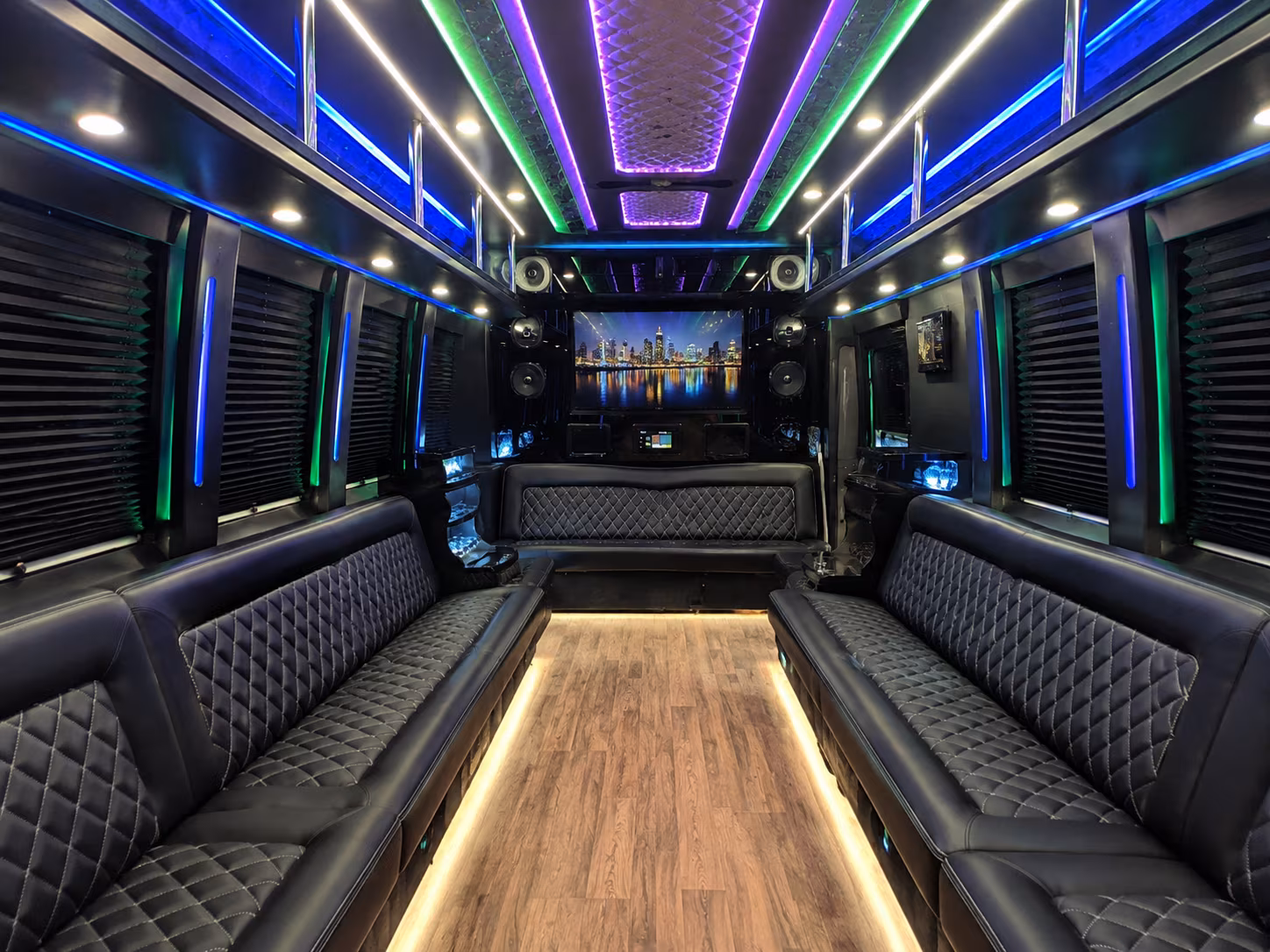 redmond 25 passenger party bus interior