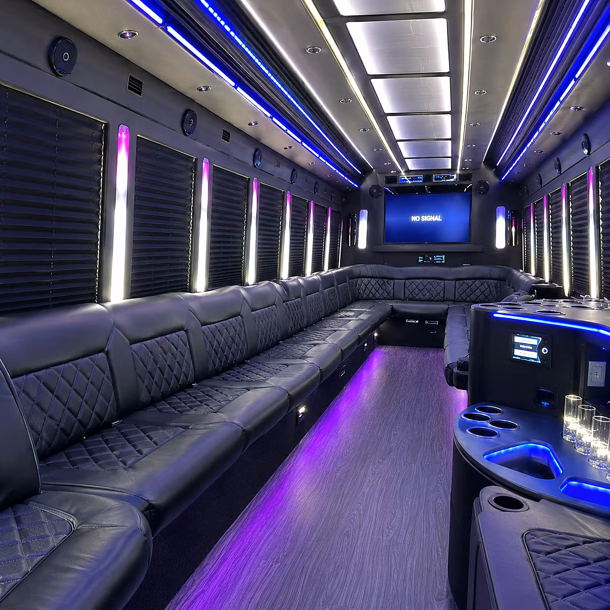 redmond 30 passenger party bus inside