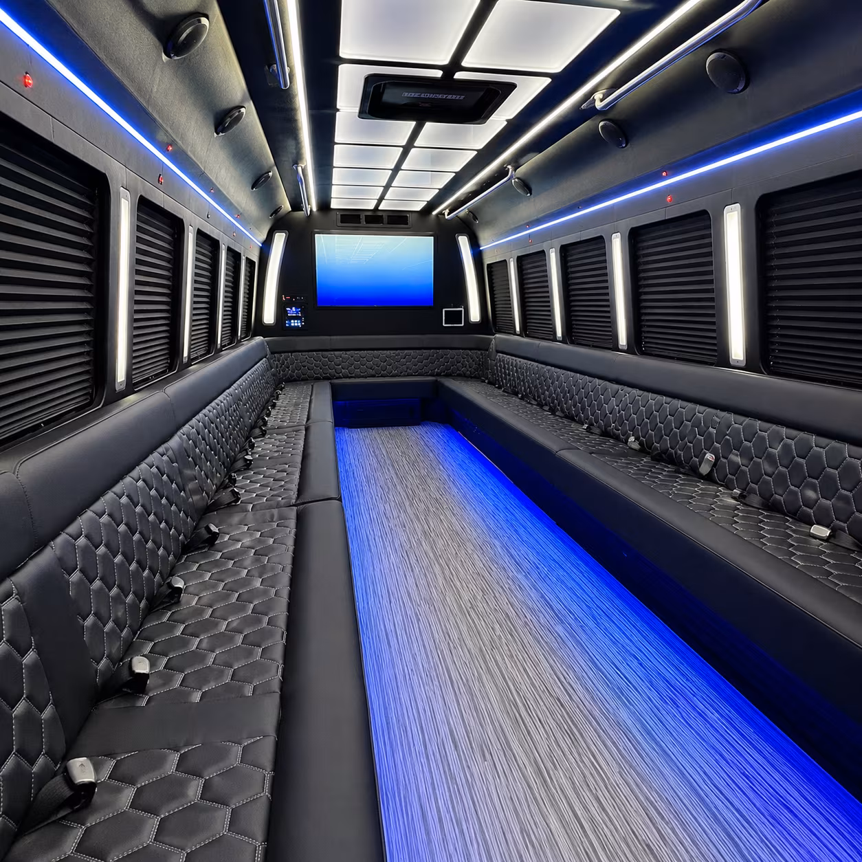 redmond 50 passenger party bus inside